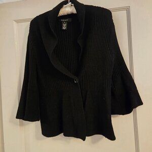 NINE WEST Classic Black Short Cardigan w/ Flared Hem & Bell Sleeves SIZE XL